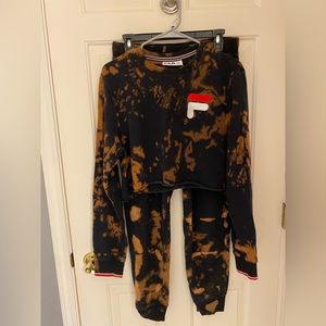 Bleached Fila Matching Set, Top M, Bottoms S